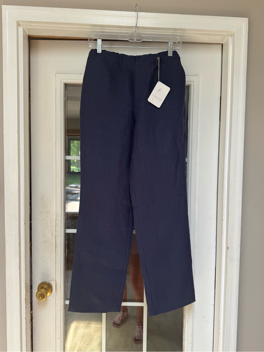 NWT VIKSVOS Navy Blue 100% Linen Pants Size 158